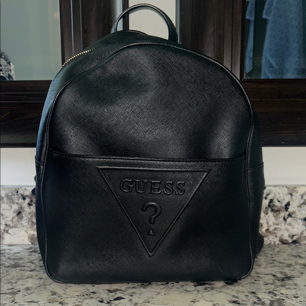 GUESS Black Leather Backpack